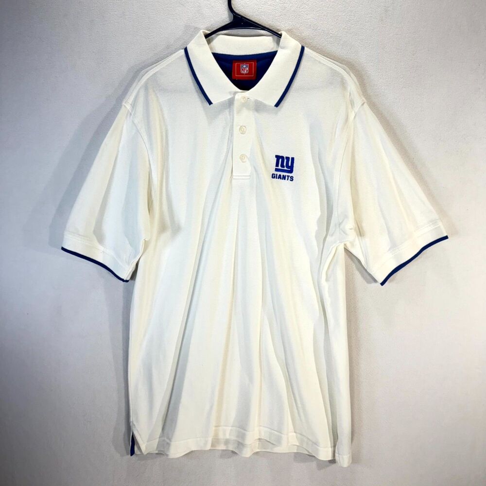 NFL New York Giants Vintage '06 White & Blue Polo with‎ Logo Mens Size L